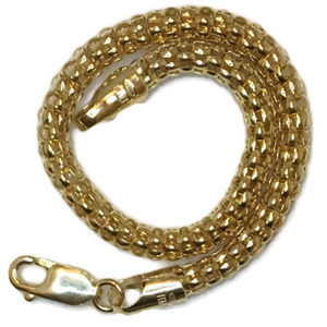 Yellow gold on silver bracelet popcorn chain style